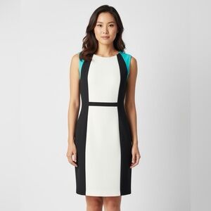 Colorblock Sleeveless Dress - Black, Cream, and Blue